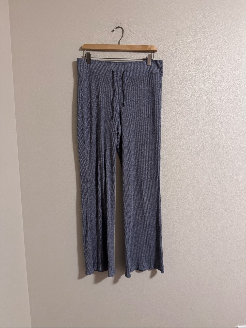 Gilly hicks Wide-Leg Knit Drawstring Pants in Heather Blue